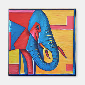 Fun Abstract Artsy Little Elephant Magneet (Voorkant)