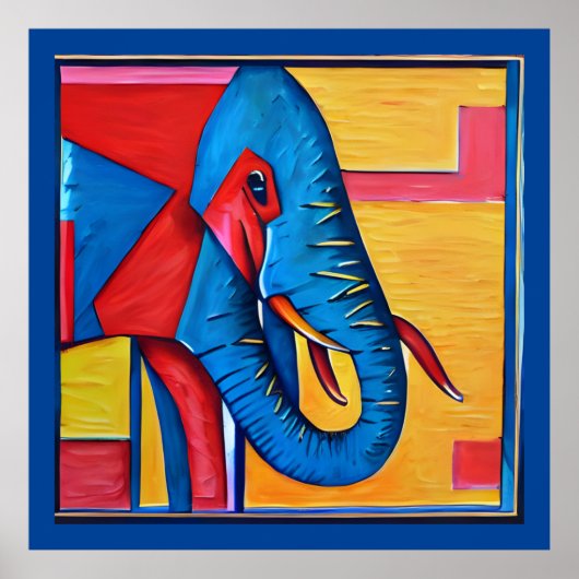 Fun Abstract Artsy Little Elephant Poster (Voorkant)