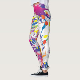 Fun Abstract met Paint Splashes en Musical Notes Leggings
