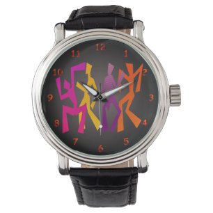 Fun Abstract multikleurendansen Horloge