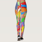 Fun Abstract ontwerp Red Blue Roos Gold Leggings (Achterkant)