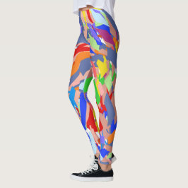 Fun Abstract ontwerp Red Blue Roos Gold Leggings
