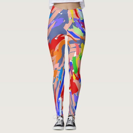 Fun Abstract ontwerp Red Blue Roos Gold Leggings (Voorkant)