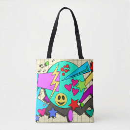 Fun Abstract Smile Vibes 90s Flashback Cartoon Tote Bag