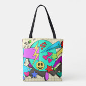 Fun Abstract Smile Vibes 90s Flashback Cartoon Tote Bag (Achterkant)