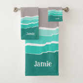 Fun Abstract Sunset Beach Shell & Name Bad Handdoek (Insitu)