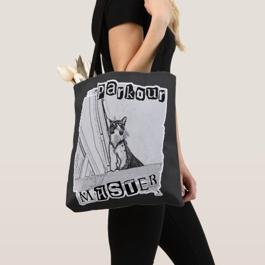 Fun Active Parkour Master Punk Kitty Design Tote Bag (Dichtbij)