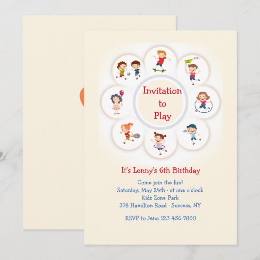 Fun Activities Invitation Kaart (Voorkant / Achterkant)