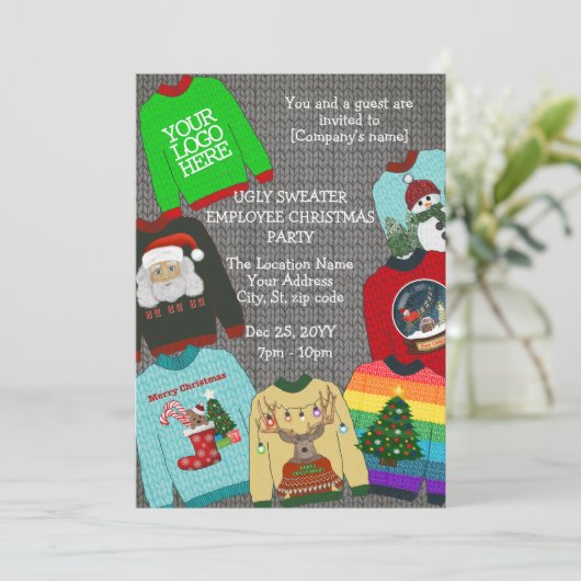 Fun Add Logo Ugly Sweater Company kerst Kaart (Staand voorkant)