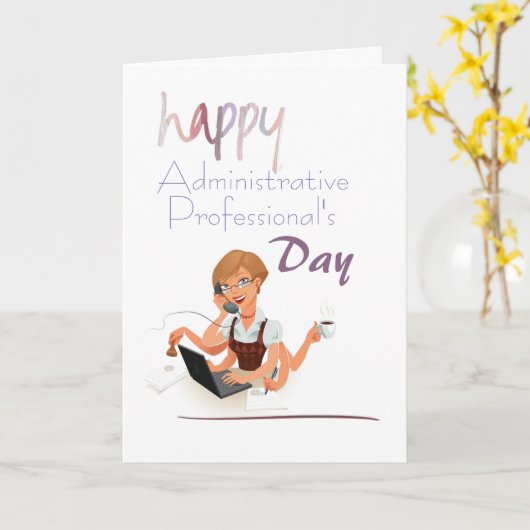 Fun Administratieve Professionele Dag Kaart (Gele Bloem)