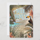 Fun Adult Tiki Toucan Tropical Pool Party Kaart (Voorkant)