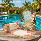 Fun Adult Tiki Toucan Tropical Pool Party Kaart