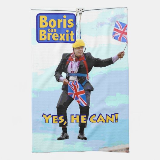 Fun-afbeelding Boris Johnson Brexit uit Europa afb Theedoek (Verticaal)