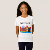 Fun, afspeelse illustratie van Manhattan Skyline T-shirt (Voorkant volledig)