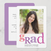 FUN AFSTUDEERDER chic foto moderne typografie roze Kaart (Voorkant / Achterkant)