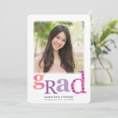 FUN AFSTUDEERDER chic foto moderne typografie roze Kaart (Staand voorkant)