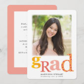 FUN AFSTUDEERDER chic foto moderne typografie roze Kaart (Voorkant / Achterkant)