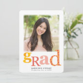 FUN AFSTUDEERDER chic foto moderne typografie roze Kaart (Staand voorkant)