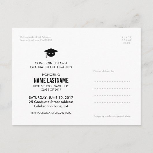 Fun Afstuderen Foto Briefkaart Uitnodigen (Achterkant)