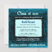 Fun Afstuderen Invitation Blue Scratch Square Kaart (Achterkant)