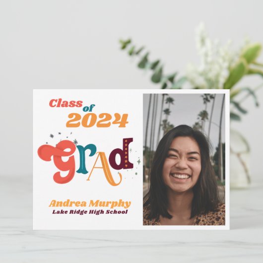 Fun &  Afstuderen Uitnodiging (Staand voorkant)