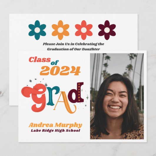 Fun &  Afstuderen Uitnodiging (Voorkant / Achterkant)