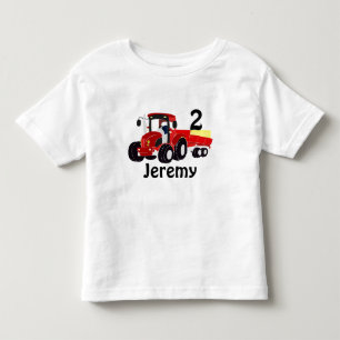 Fun Age and Name Red Tractor Birthday  Kinder Shirts