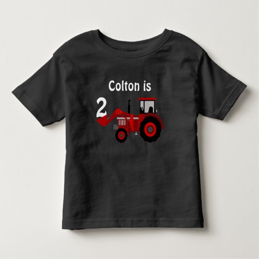 Fun "Age" en "Name" Red Tractor Birthday Kinder Shirts (Voorkant)