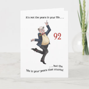 Fun Age-specific 92nd Birthday Card for a Man Kaart