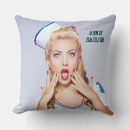 Fun Ahoy Sailor Girl in Sailor's Pet Bewerkbare te Buitenkussen