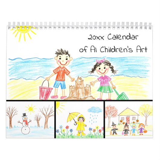 Fun AI Children's Art Colored Images Kalender (Hoes)
