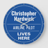 Fun Airline Pilot Wall Plaque Style Grote Klok (Voorkant)