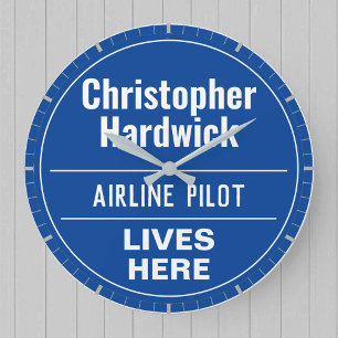Fun Airline Pilot Wall Plaque Style Grote Klok