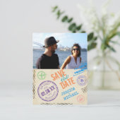 Fun  Airmail Typografie Photo Save the Date Uitnodiging Briefkaart (Staand voorkant)