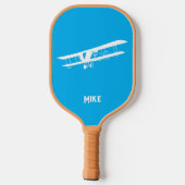 Fun Airplane Simple Monogrammed Blue Aviation Pickleball Paddle (Achterkant)
