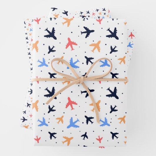 Fun Airplane Travel Pattern Flat Inpakpapier Vel (In situ)
