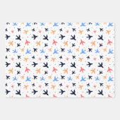 Fun Airplane Travel Pattern Flat Inpakpapier Vel (Voorkant)