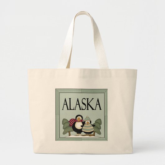 Fun Alaska Winter Design T-shirt Gift Grote Tote Bag (Voorkant)