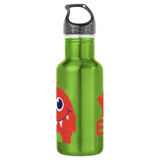 Fun alien genaamd groene oranje kinderen waterfles  (Achterkant)