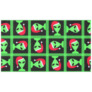 Fun Alien Santa Geek Humor groen en zwart plezier Tafelkleed