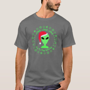 Fun Alien Santa Geek Humor Groene Sneeuwvlokken Fu T-shirt