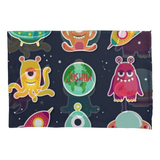 Fun aliens Aangepaste foto-kussen voor jongen Kussensloop (Voorkant-Links)