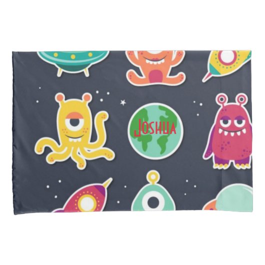 Fun aliens Aangepaste foto-kussen voor jongen Kussensloop (Voorkant-Rechts)