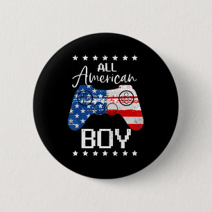 Fun All American Boys 4th July Son Video Game USA Ronde Button 5,7 Cm