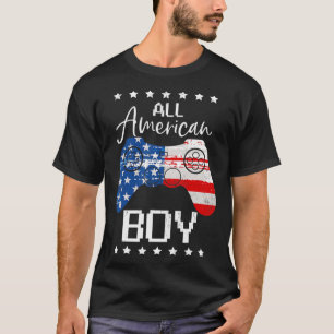 Fun All American Boys 4th July Son Video Game USA T-shirt
