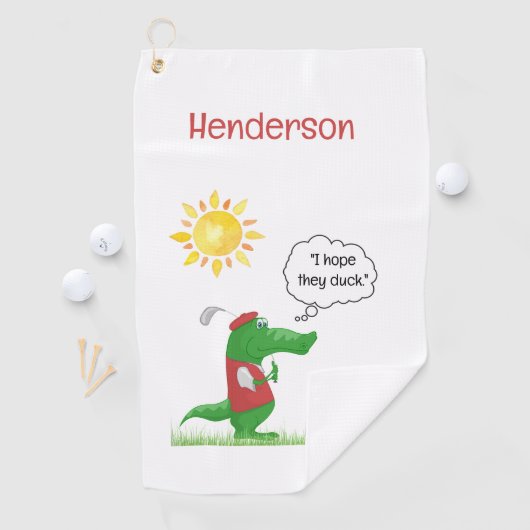 Fun Alligator Golfer Golf Towel Golfhanddoek (Insitu)