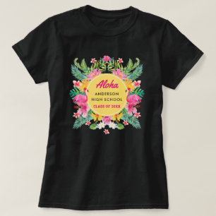 Fun Aloha Tropical Flamingo Afstuderen Luau T-shirt