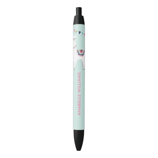 Fun Alpaca gepersonaliseerd Zwarte Inkt Pen (Voorkant Verticaal)