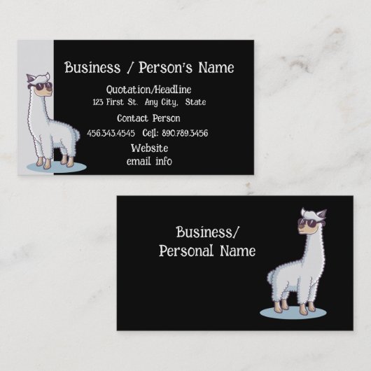 Fun Alpaca Natuur Animal Custom Visitekaartje (Voorkant / Achterkant)