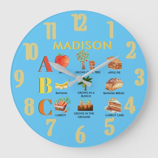 Fun Alphabet ABC's gepersonaliseerde naam Grote Klok (Voorkant)